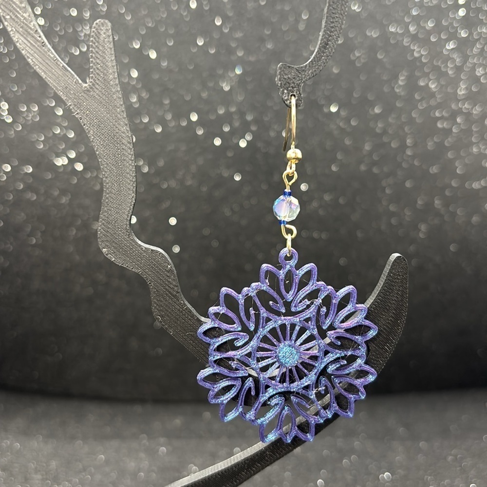 Blue and Purple Color Shift Filigree Earrings - Picture 3 of 5